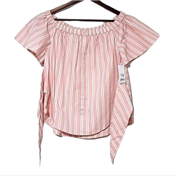 BP. Off The Shoulder Striped Shirt - Picture 3 of 4